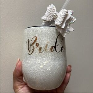 BRIDAL White Glitter Tumbler